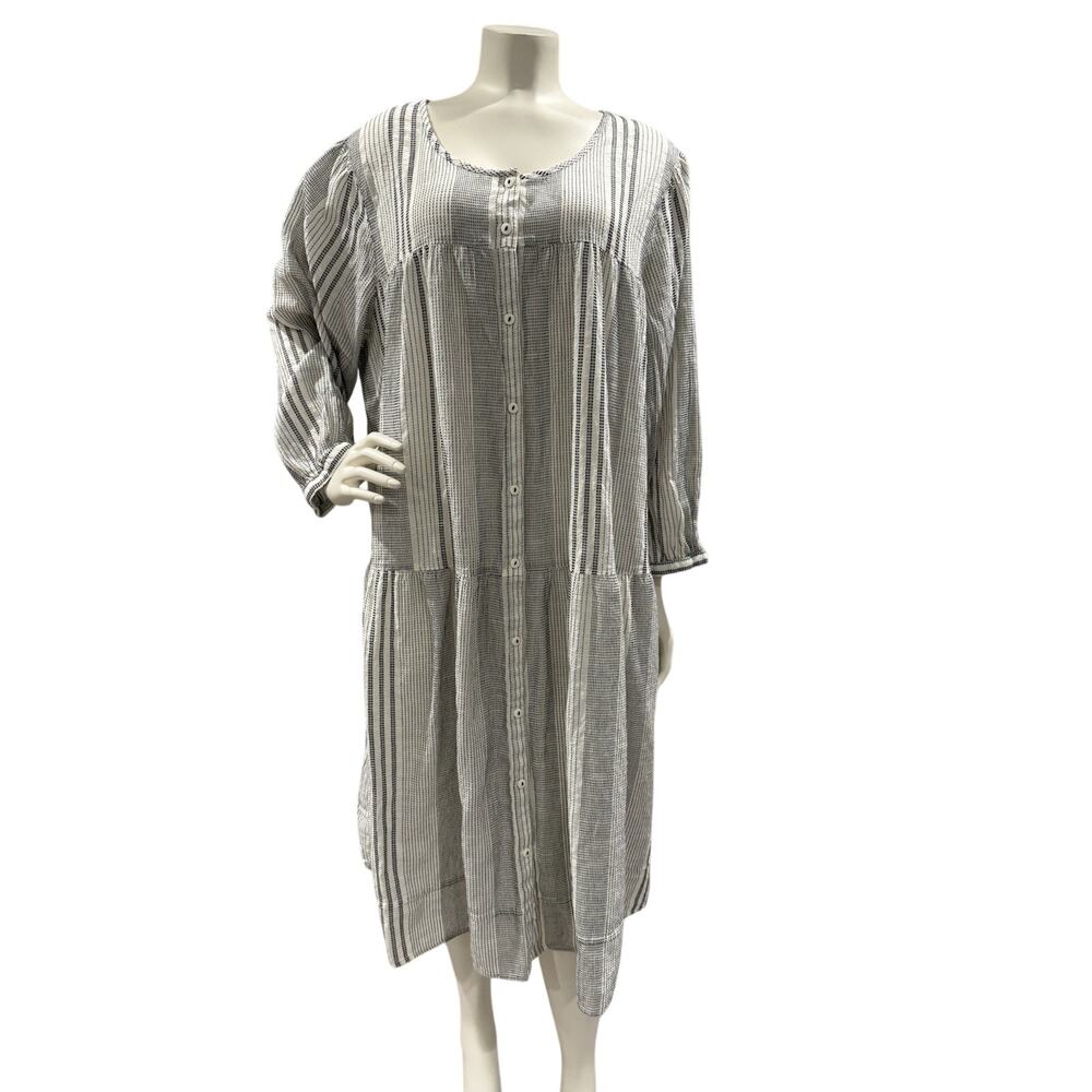 Gudrun Sjoden Organic Cotton Button Front Dress XL Scandi Boho Lagenlook